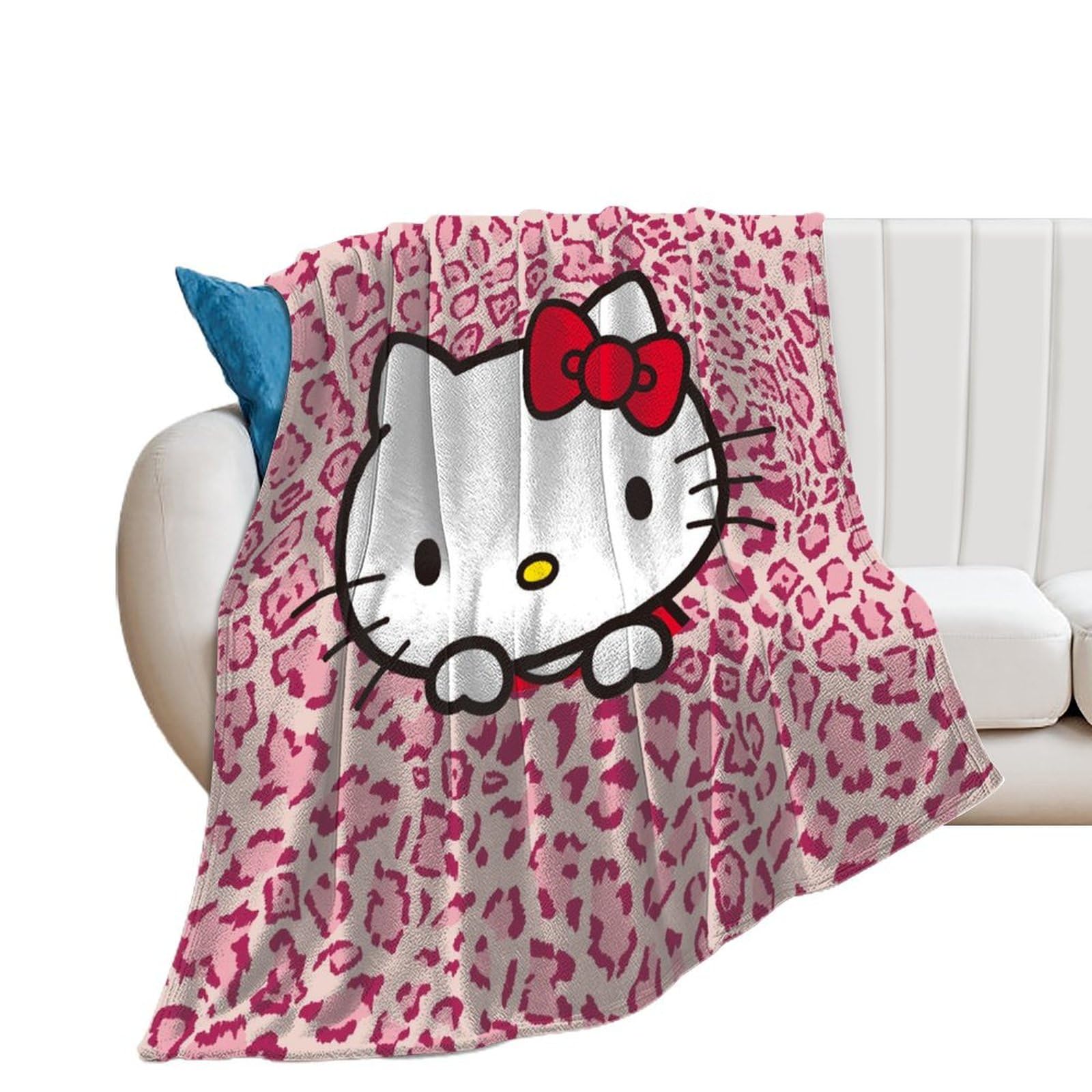 Amazon｜ハローキティ ピンクのヒョウ柄 毛布 シングル 冬用